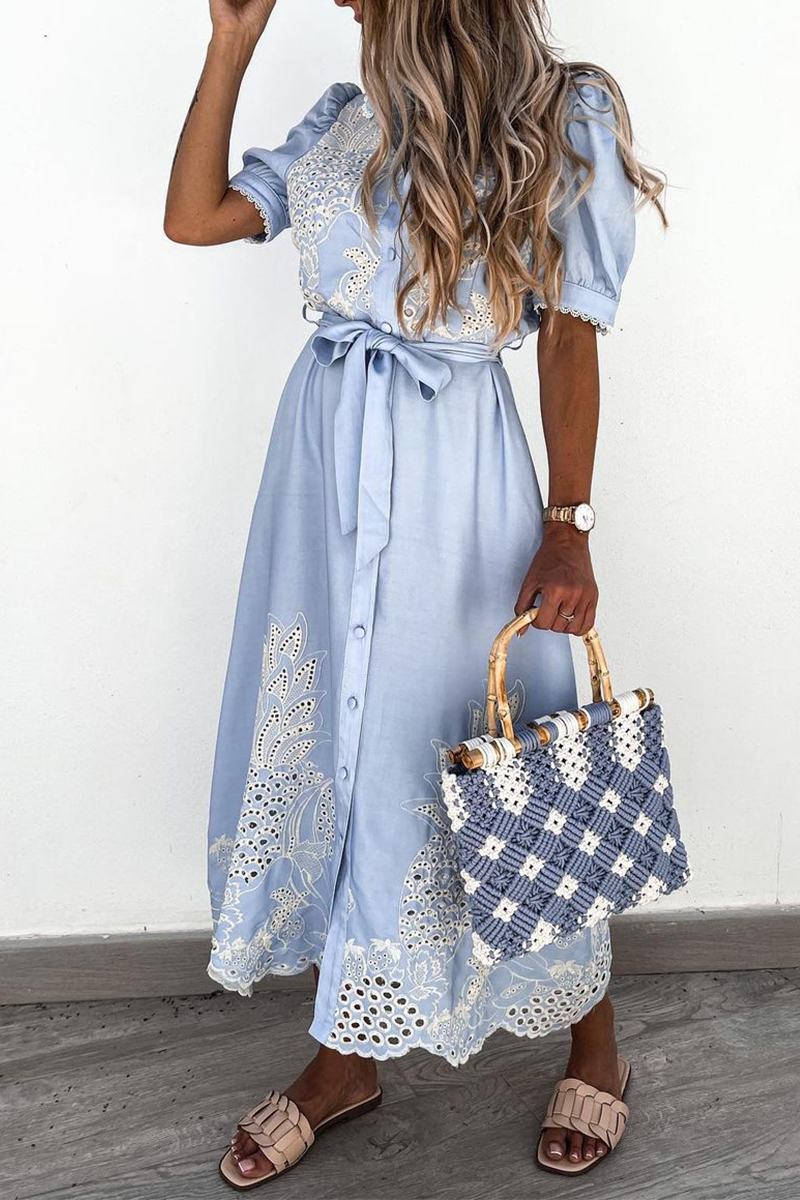 Casual Solid Split Joint Turndown Collar Shirt Dress Dresses