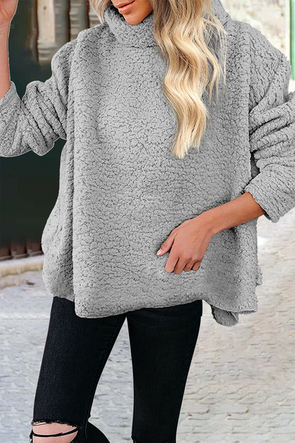 Casual Solid Patchwork Turtleneck Tops