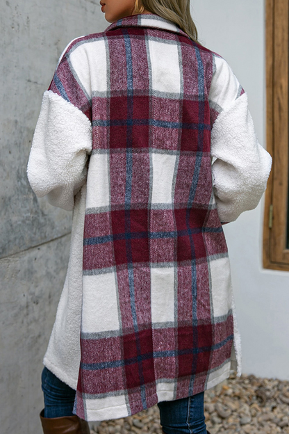 Casual Plaid Patchwork Turndown Collar Outerwear(3 colors)