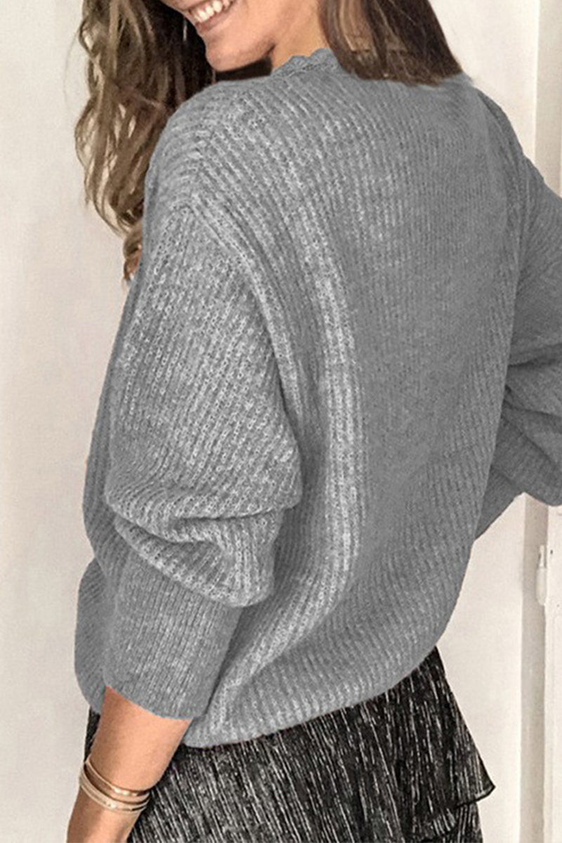 Casual Solid Patchwork V Neck Sweaters(9 Colors)