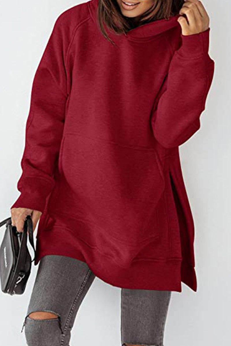 Casual Solid Solid Color Hooded Collar Tops