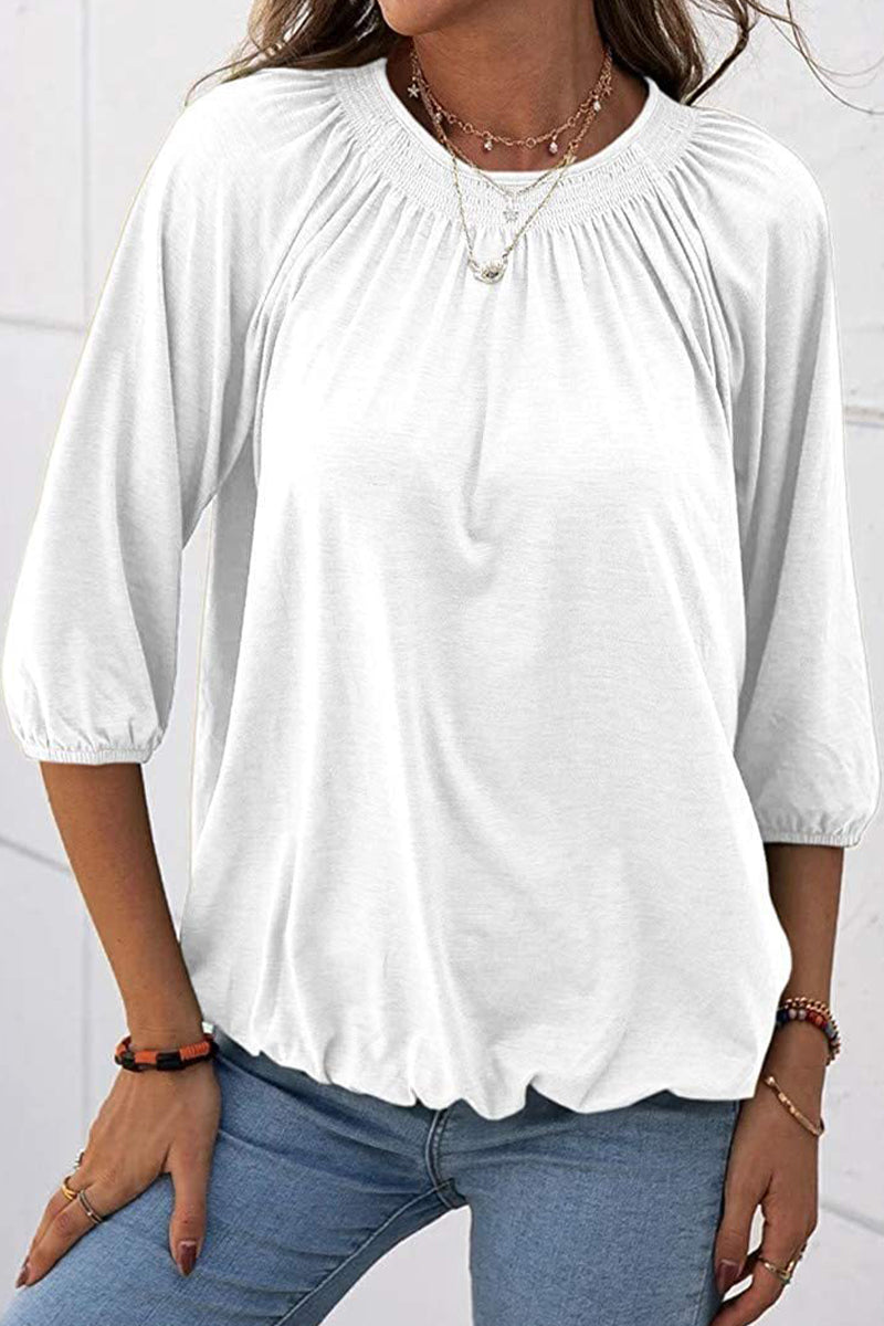 Casual Solid Solid Color O Neck Tops(9 Colors)