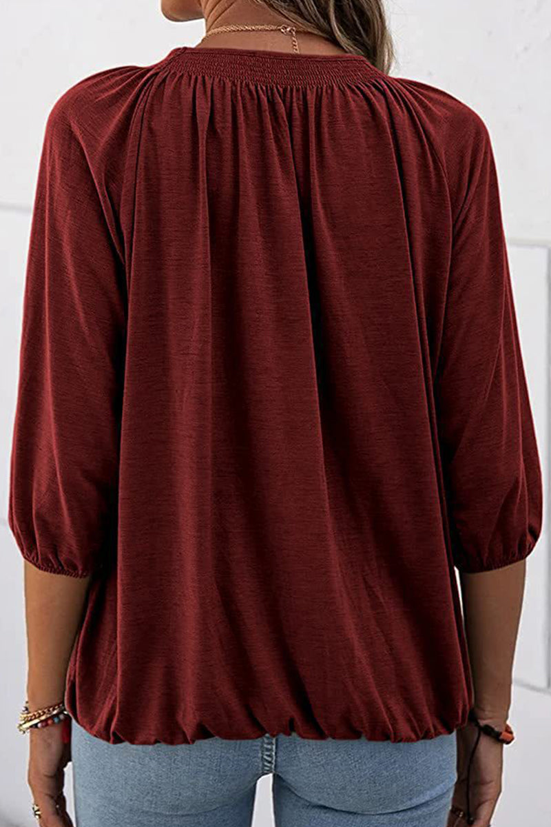 Casual Solid Solid Color O Neck Tops(9 Colors)