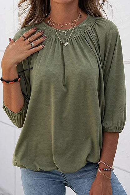 Casual Solid Solid Color O Neck Tops(9 Colors)