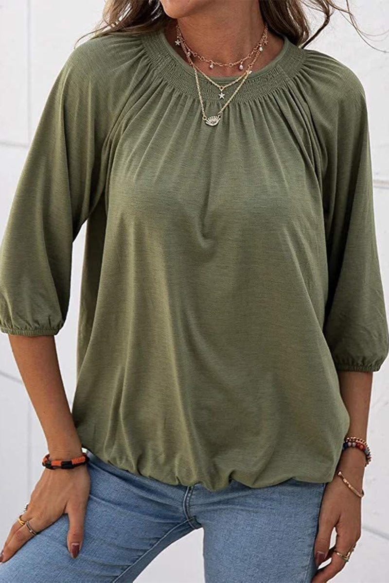 Casual Solid Solid Color O Neck Tops(9 Colors)