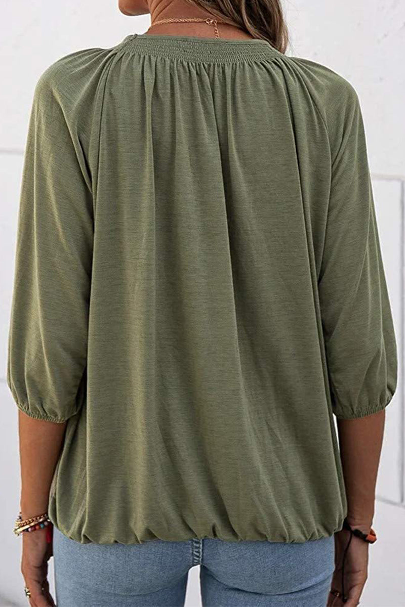 Casual Solid Solid Color O Neck Tops(9 Colors)