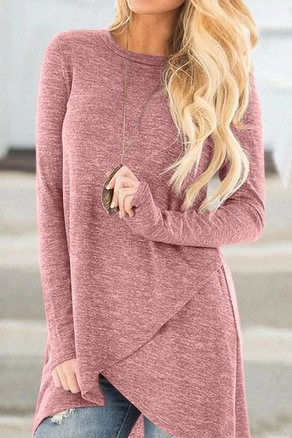 Casual Street Solid Color O Neck Long Sleeve Tops(7 Colors)