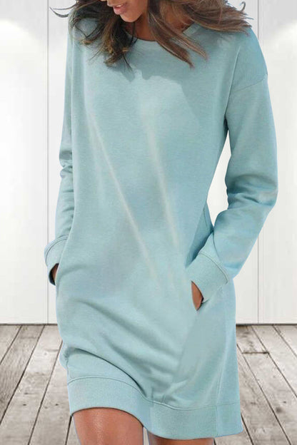 Casual Solid Solid Color O Neck Long Sleeve Dresses