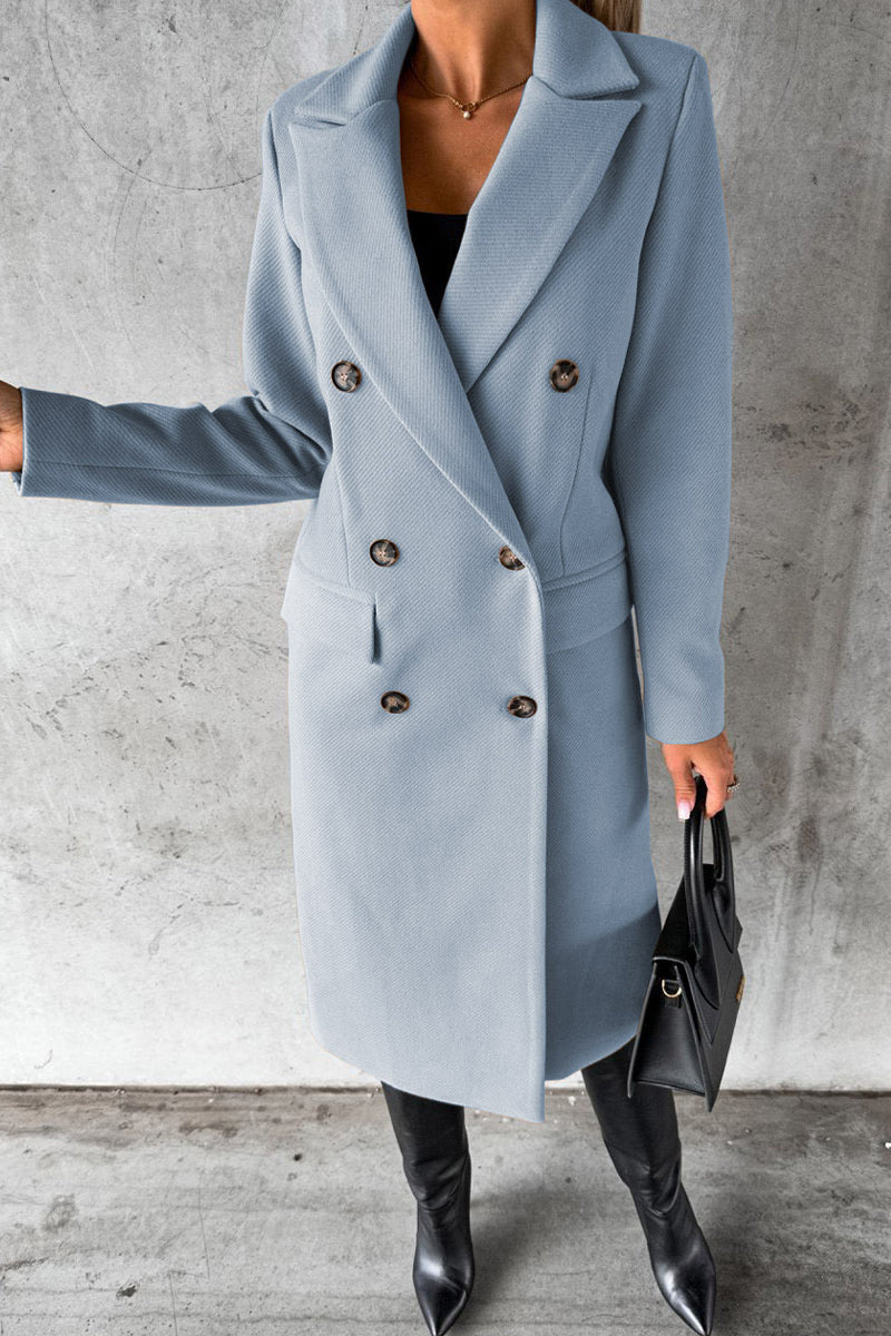 Elegant Solid Buttons Turndown Collar Outerwear