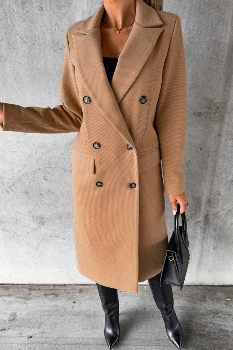 Elegant Solid Buttons Turndown Collar Outerwear