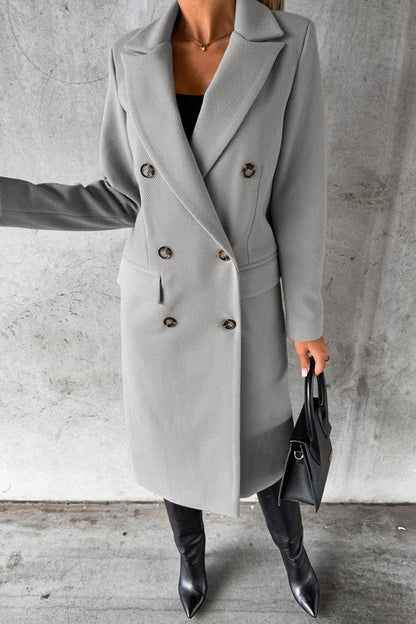 Elegant Solid Buttons Turndown Collar Outerwear