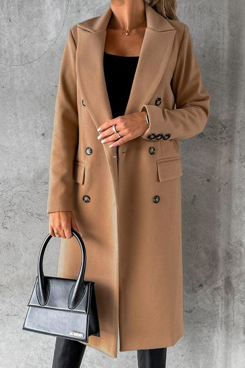 Elegant Solid Buttons Turndown Collar Outerwear