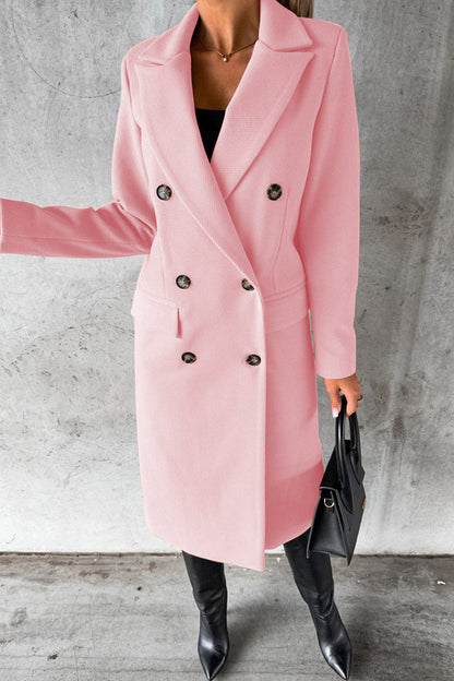 Elegant Solid Buttons Turndown Collar Outerwear