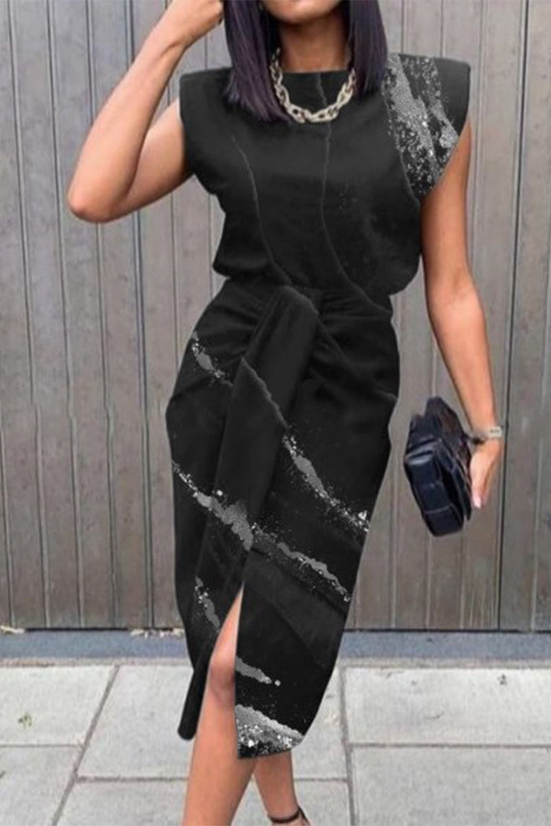 Elegant Print Printing O Neck A Line Dresses(5 Colors)