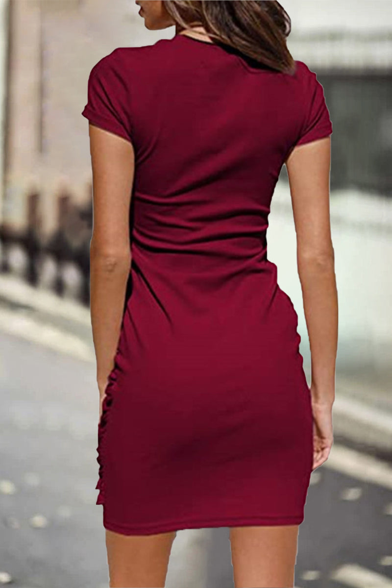 Casual Solid Solid Color O Neck One Step Skirt Dresses(10 Colors)