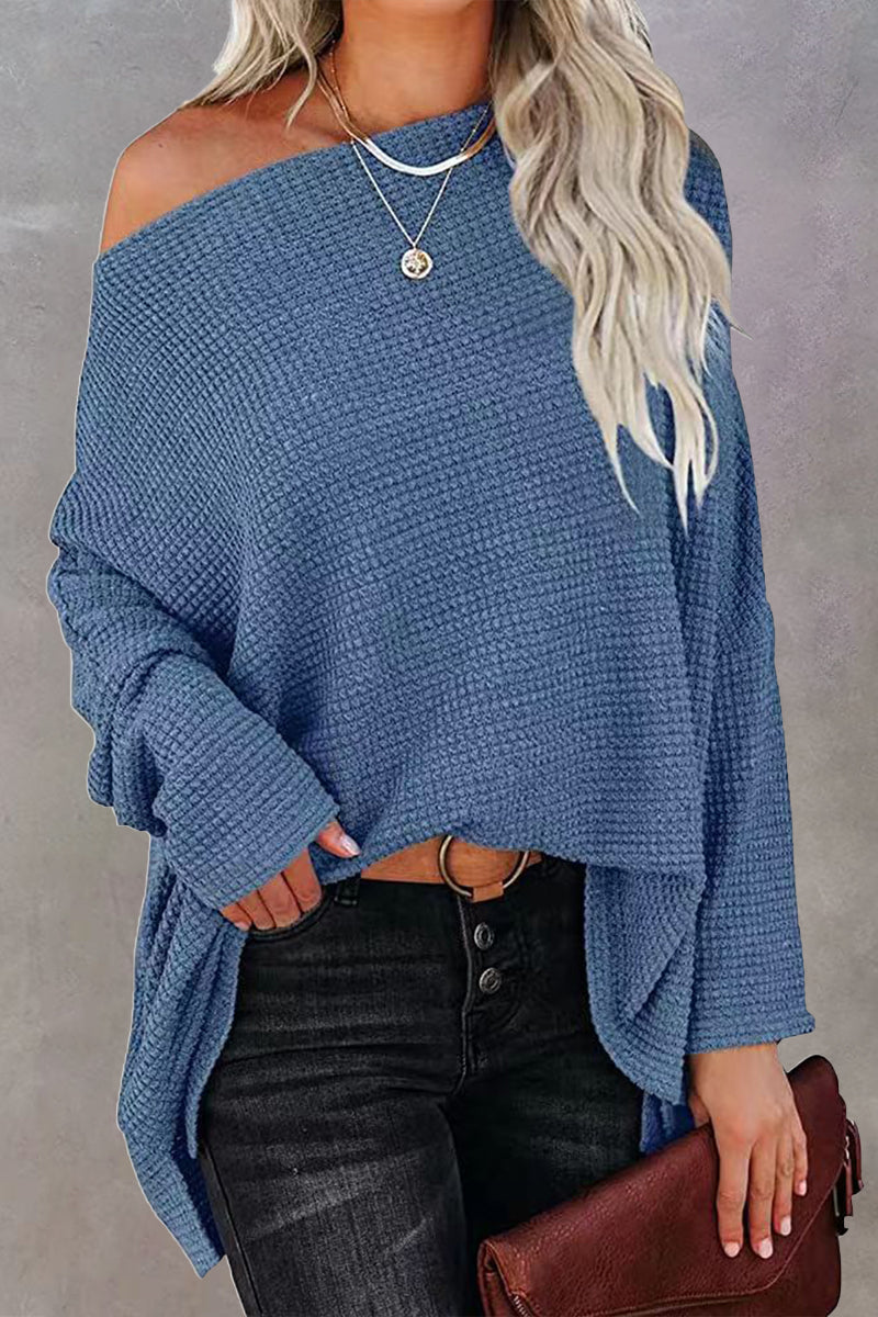 Casual Solid Solid Color Oblique Collar Sweaters(6 Colors)