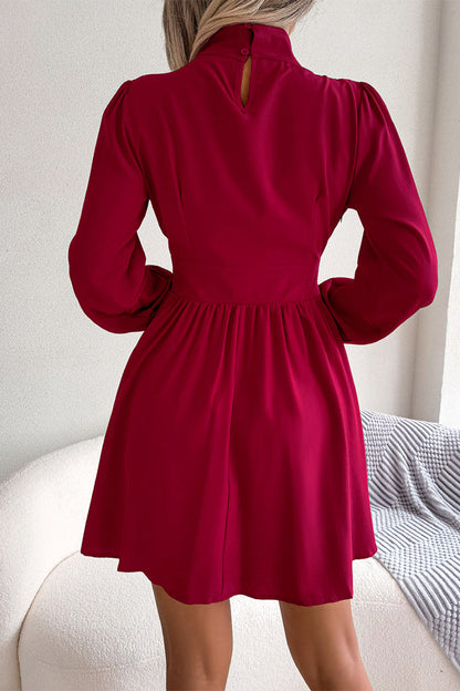 Elegant Simplicity Solid Solid Color Half A Turtleneck A Line Dresses(3 Colors)