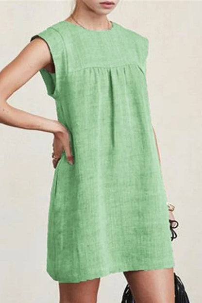 Casual Solid Solid Color O Neck A Line Dresses(4 Colors)