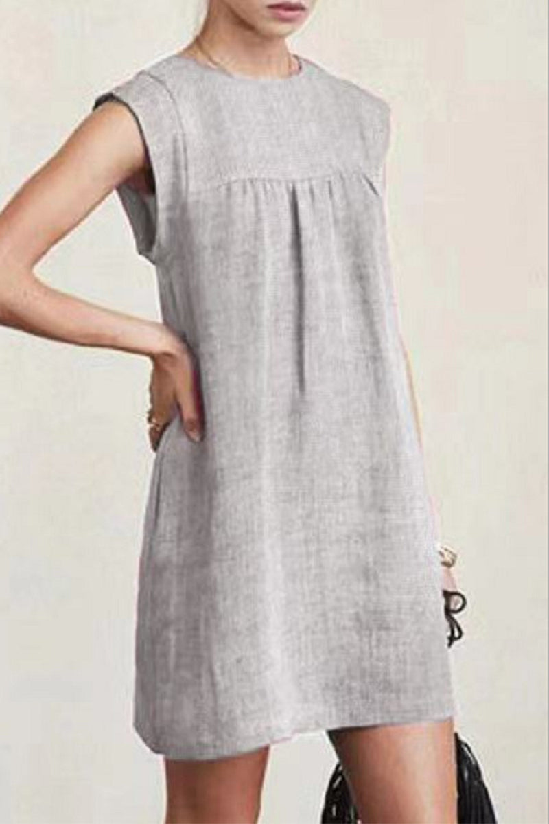 Casual Solid Solid Color O Neck A Line Dresses(4 Colors)