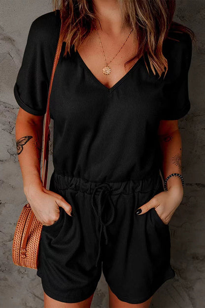 Casual Street Solid Pocket Frenulum V Neck Loose Jumpsuits(7 Colors)