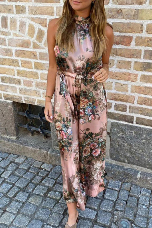 Elegant College Floral Halter A Line Dresses