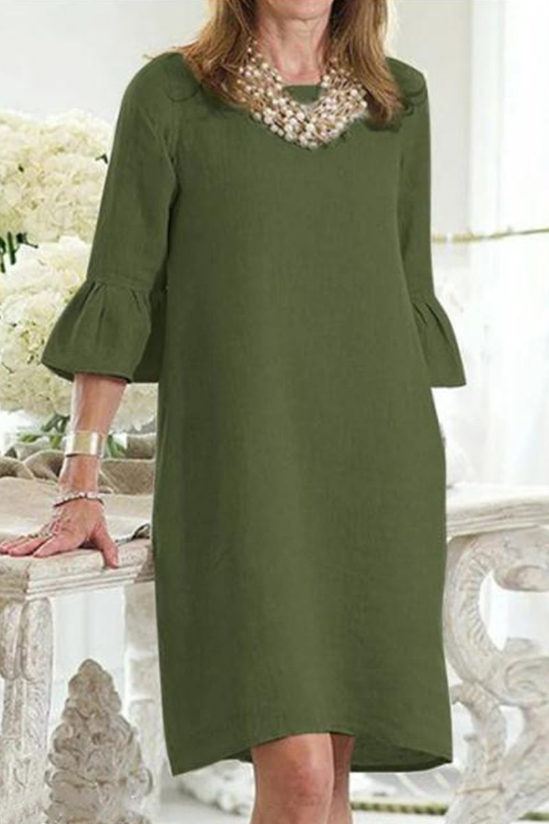 Casual Solid Solid Color O Neck A Line Dresses