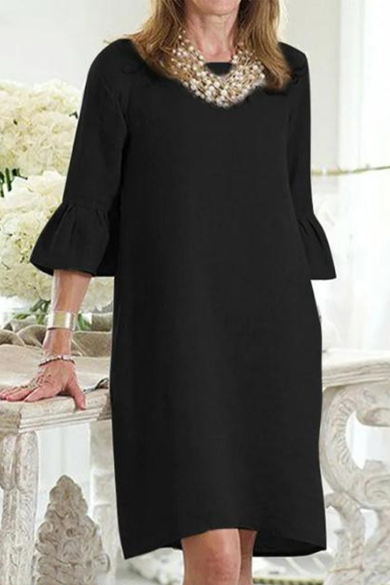 Casual Solid Solid Color O Neck A Line Dresses