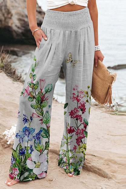 Casual Vacation Print Patchwork Loose High Waist Wide Leg Positioning Print Bottoms