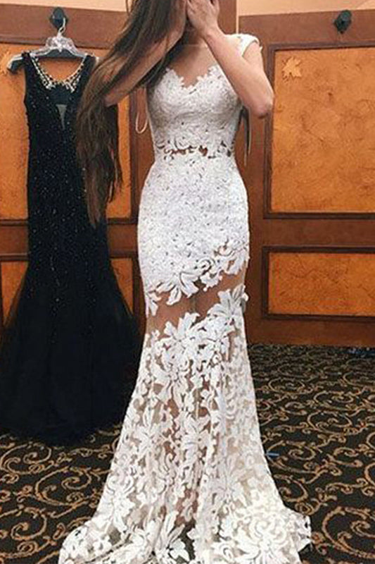 Elegant Formal Solid Lace Hollowed Out V Neck Evening Dress Dresses