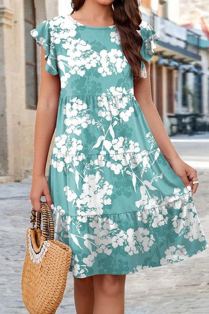 Elegant Floral Patchwork O Neck A Line Dresses