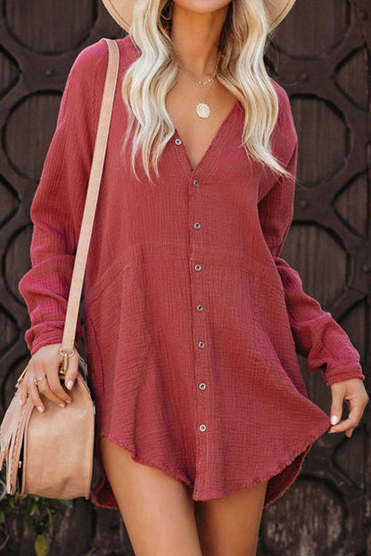 Casual Street Solid Fold V Neck Blouses