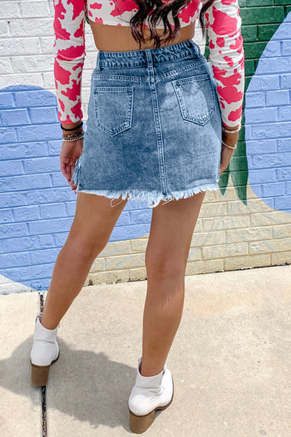 Casual Street Solid Hot Drill High Waist Denim Skirts