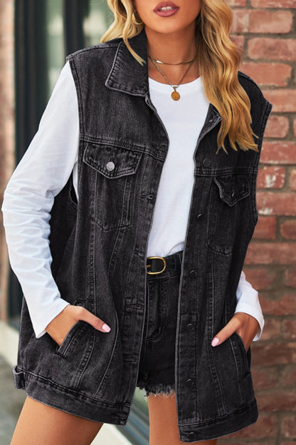 Casual Solid Patchwork Turndown Collar Short Sleeve Regular Denim Jacket