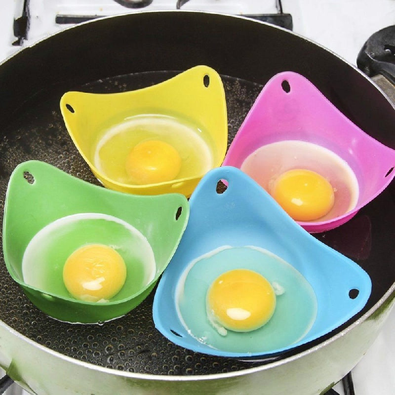 Set of 4 Non-Stick Silicone Egg Poachers - BPA-Free, Microwave, Air Fryer, Stovetop Compatible, Perfectly Poached Eggs Kitchen Gadgets