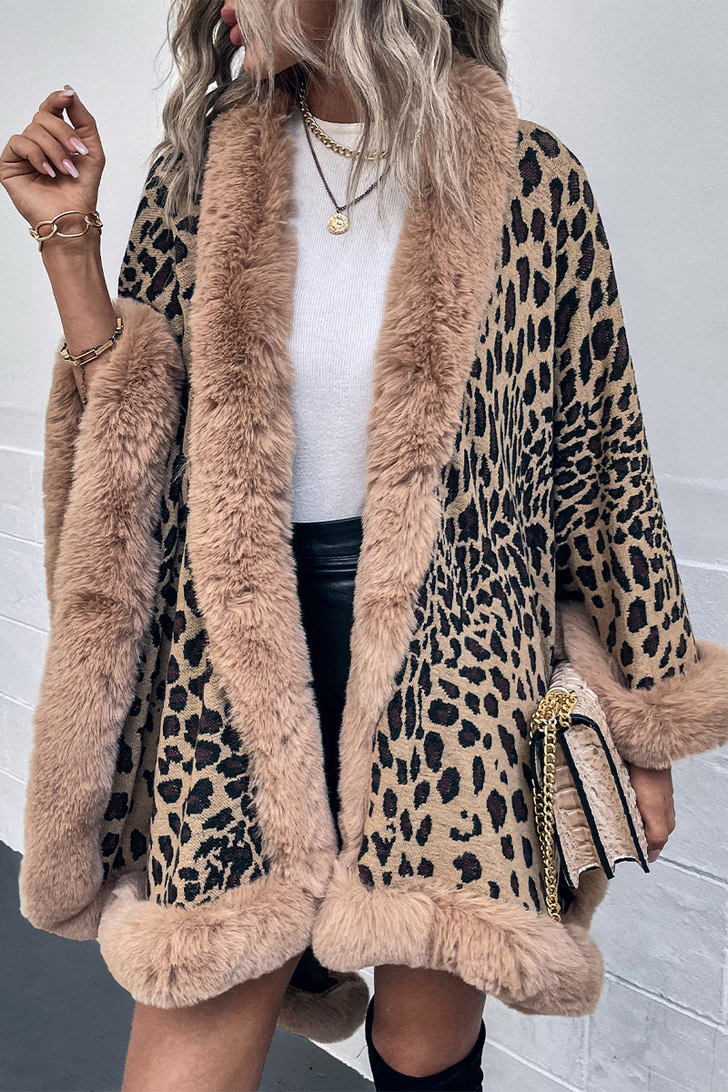 Street Elegant Leopard Patchwork Outerwear