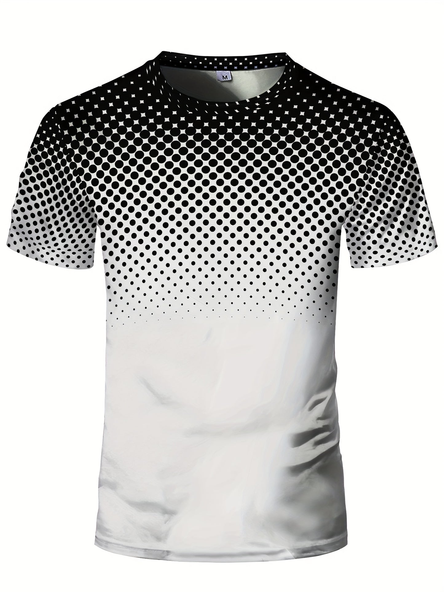 Men's Stylish Polka Dot Muscle Fit T-Shirt - Breathable Compression, Moisture-Wicking, Quick-Drying, Comfy Top for Summer Sports, Fitness, and Casual Wear - Perfect for Active Men