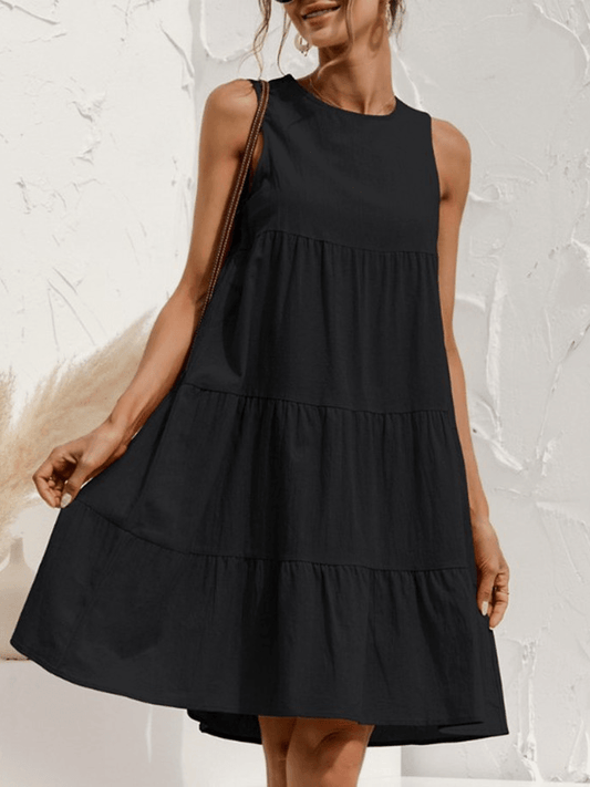 vmtvr - Cotton Loose Solid Midi Dress