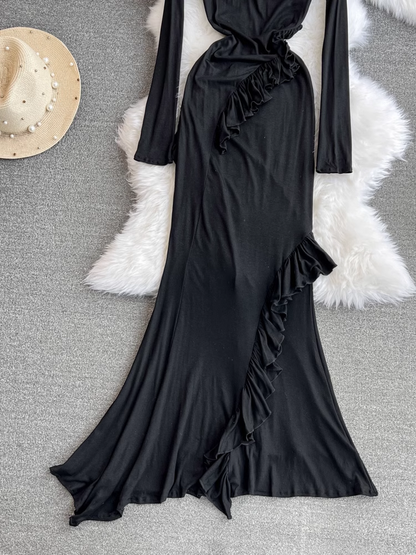 - Black Long Sleeves Mermaid Dress  GEU912