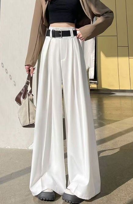 vmtvr Urban Women's Pants Solid Apricot High Waist Wide Leg Trousers 2024 Spring and Summer Female Casual Streetwear Bottoms