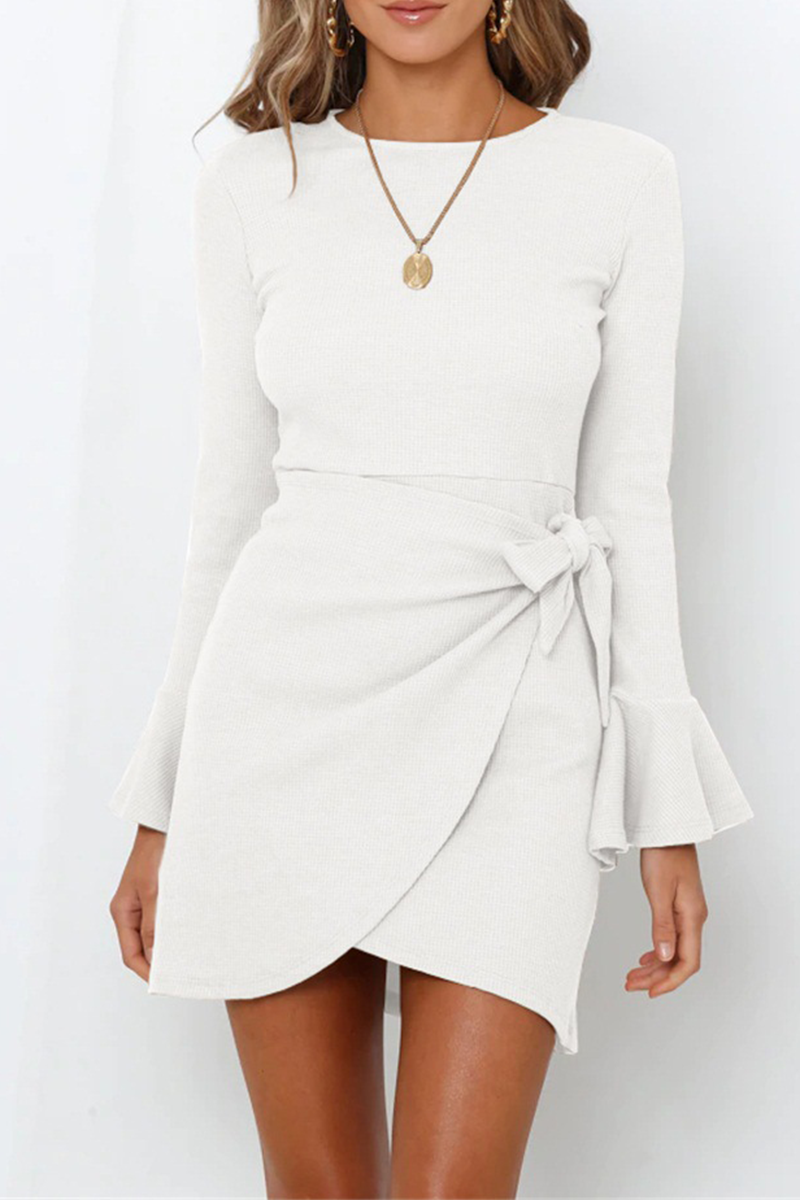 Flares Long Sleeve Knot Mini Dress