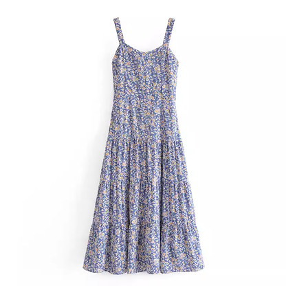 - French retro blue floral dress GEU1366