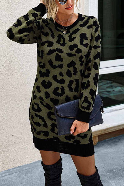 vmtvr -  Leopard Print Oneck Mini Dress