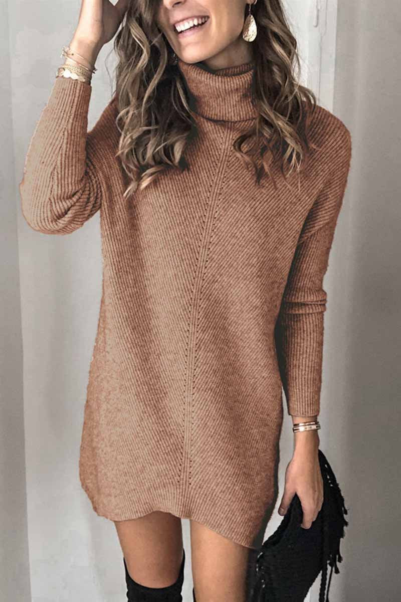 vmtvr -  Casual Turtleneck Midi Dress