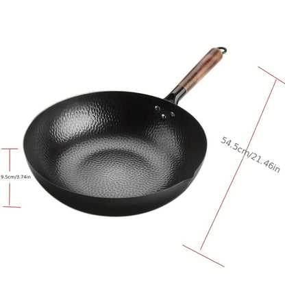 1pc, Premium Cast Iron Wok - 12.6'' Large Cooking Area, Non-Stick Stir-Fry Pan, Versatile Chinese Wok for Induction, Electric, Gas, Halogen Stoves - Durable, Heat-Resistant, Easy-Clean Cookware for Home Kitchen