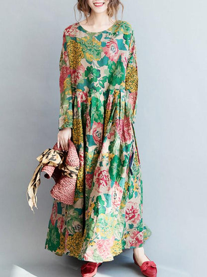 vmtvr - National Style Flower Printed Long Dress