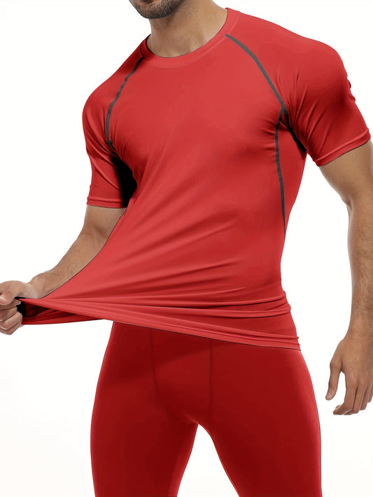 Men's Quick-Dry Performance Tee - Breathable, Stretchy, All-Season Base Layer for Sports & Casual Wear