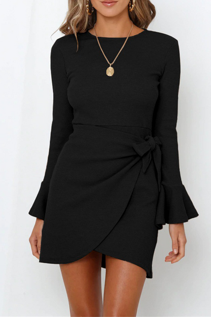 Flares Long Sleeve Knot Mini Dress