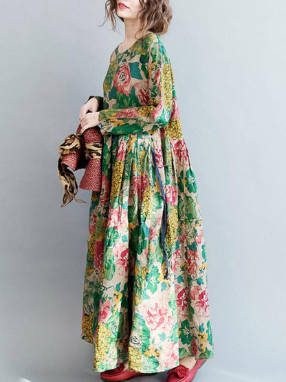 vmtvr - National Style Flower Printed Long Dress