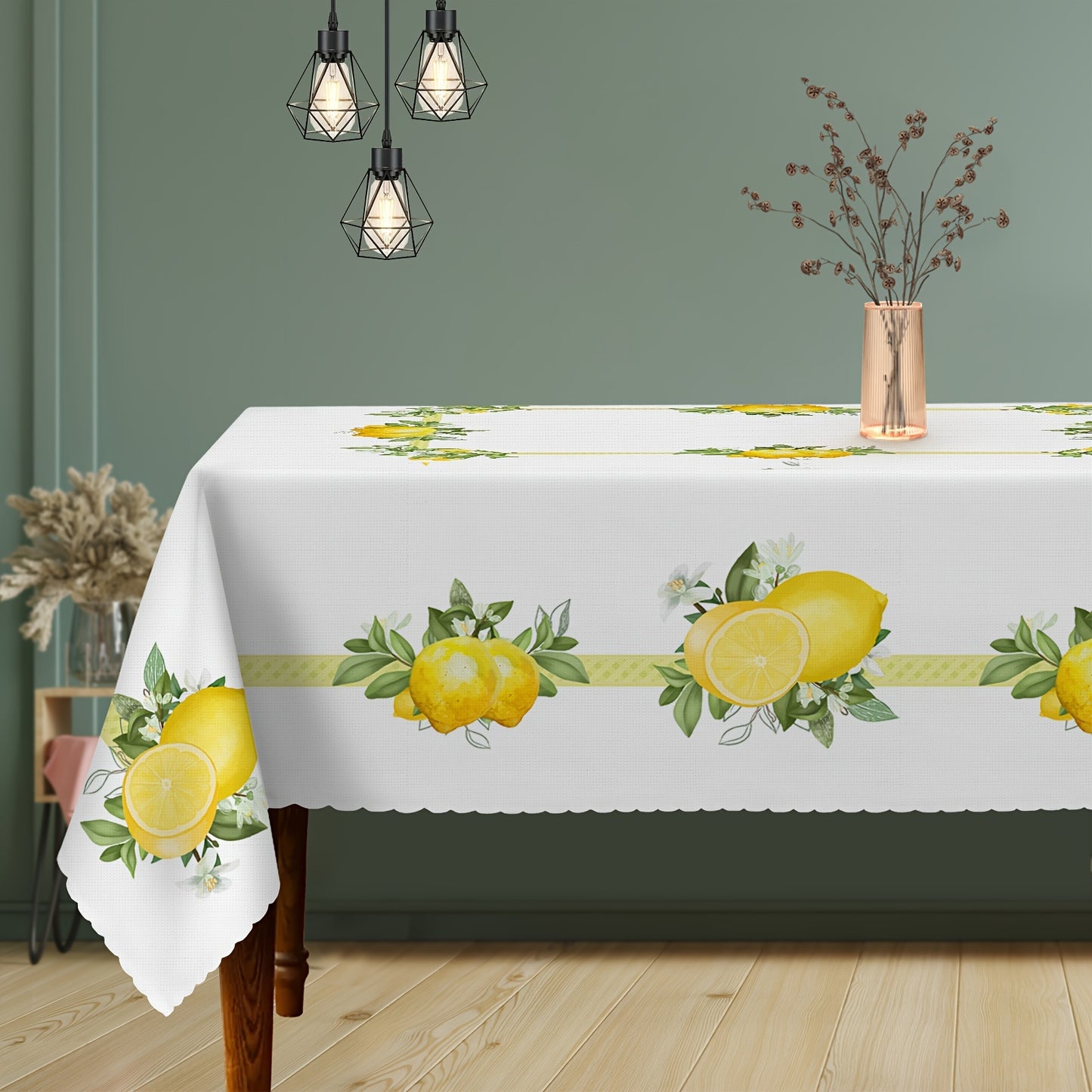 1pc Lemon Print Tablecloth - Small Fresh Style, Stain & Waterproof, Easy-Care Design - Spring-Themed Table Decor for Your Home