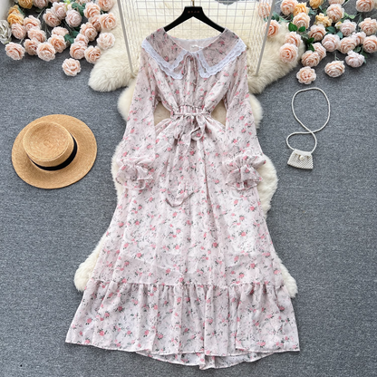 - women's doll collar floral dress GEU517